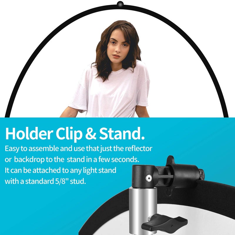 EMART 8.5FT Photography Green Screen Background Reflector Disc Holder Clip with Light Stand for Diffuser, Pop Up Backdrop, Photo, Video Studio, Meeting,Live Streaming, Youtuber - Image 2